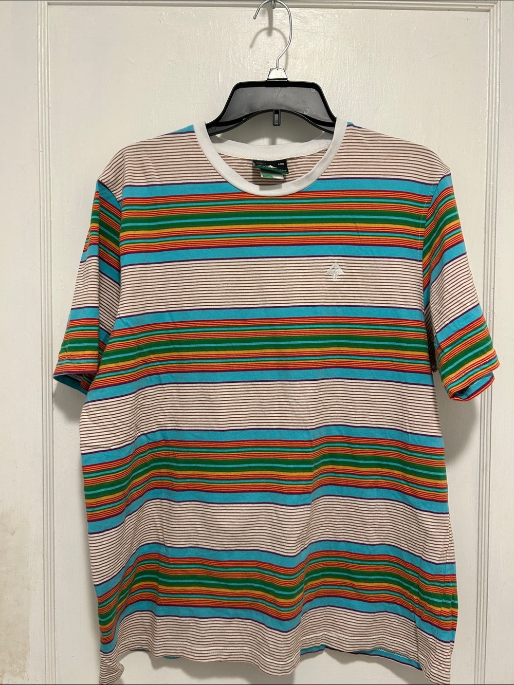 Lrg Multicolor Striped Short Sleeve Tee - by Lifted Research Group size L